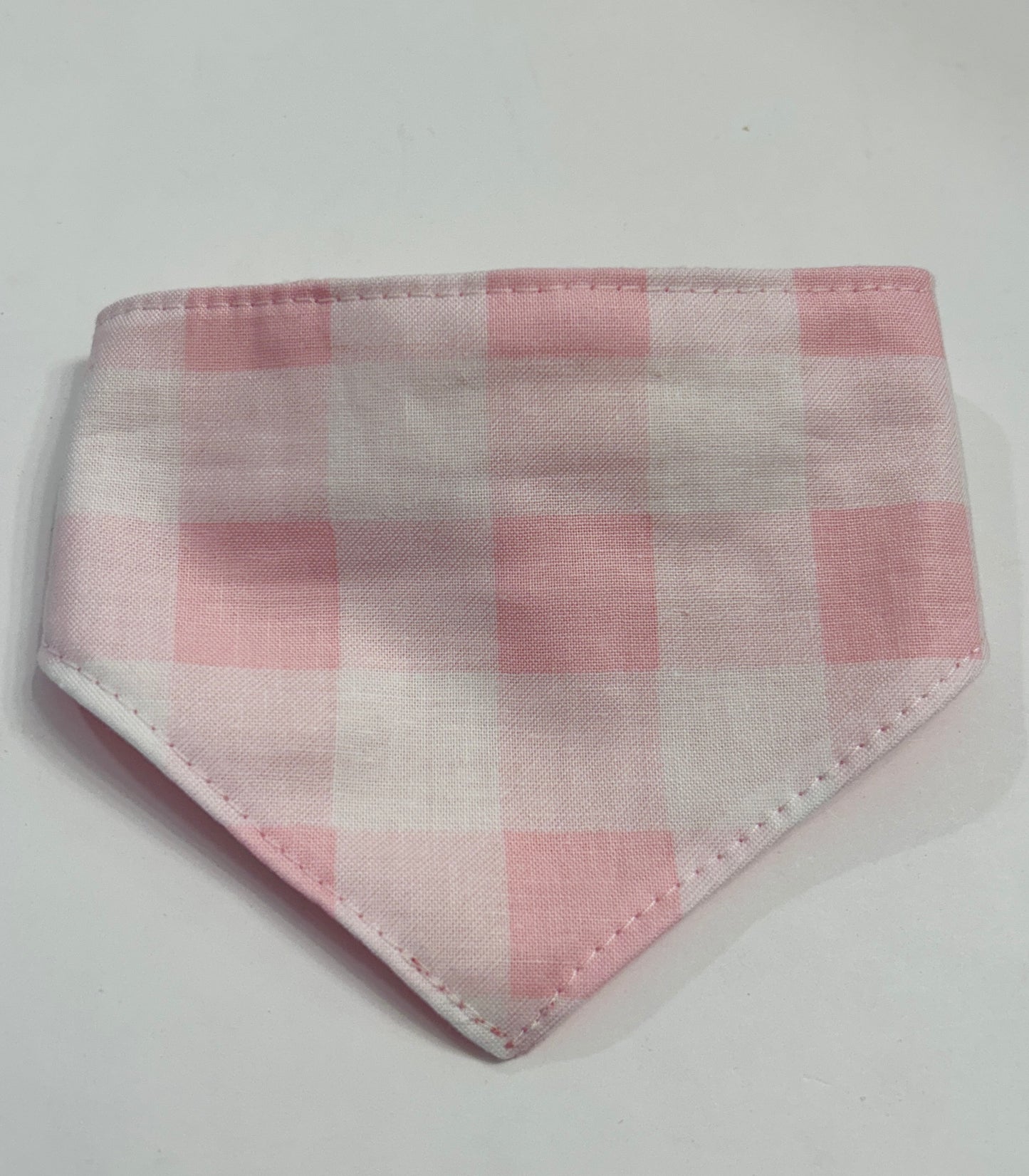 🌸 Sweetheart Scrunchie Dog Bandana - Pink Gingham & Ribbed Knit Reversible