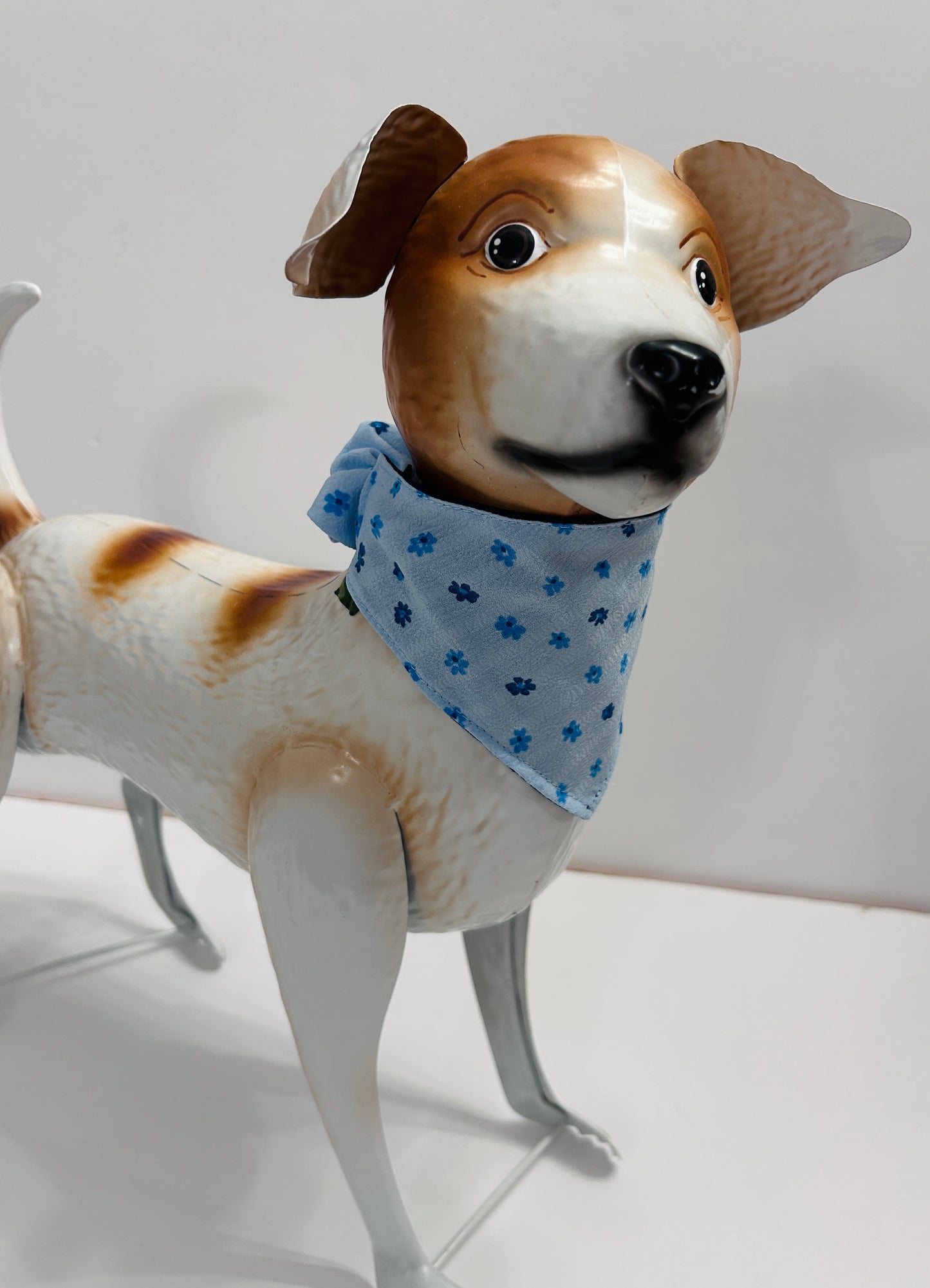 Blue with Small Flowers Dog Bandana – Adjustable, Soft & Stylish