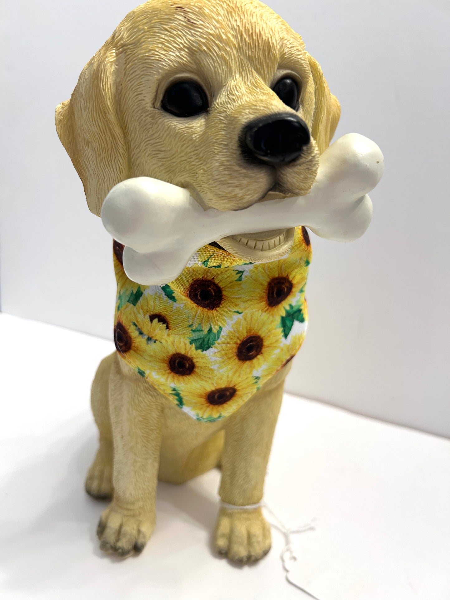Reversible Scrunchie Dog Bandana: "Sunny Days" Sunflower & Olive Ribbed Knit - Easy Slip-On Style