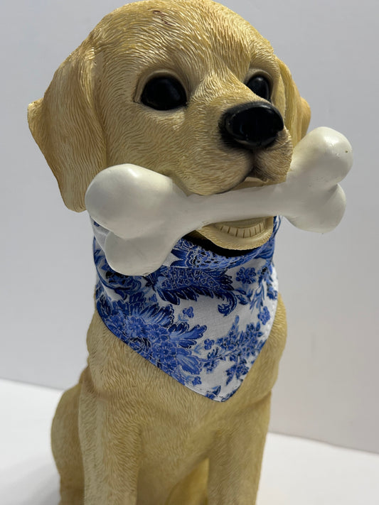 Classic Blue Toile Dog Bandana | Reversible Navy Floral Slip-On Pet Bandana French Country Accessory