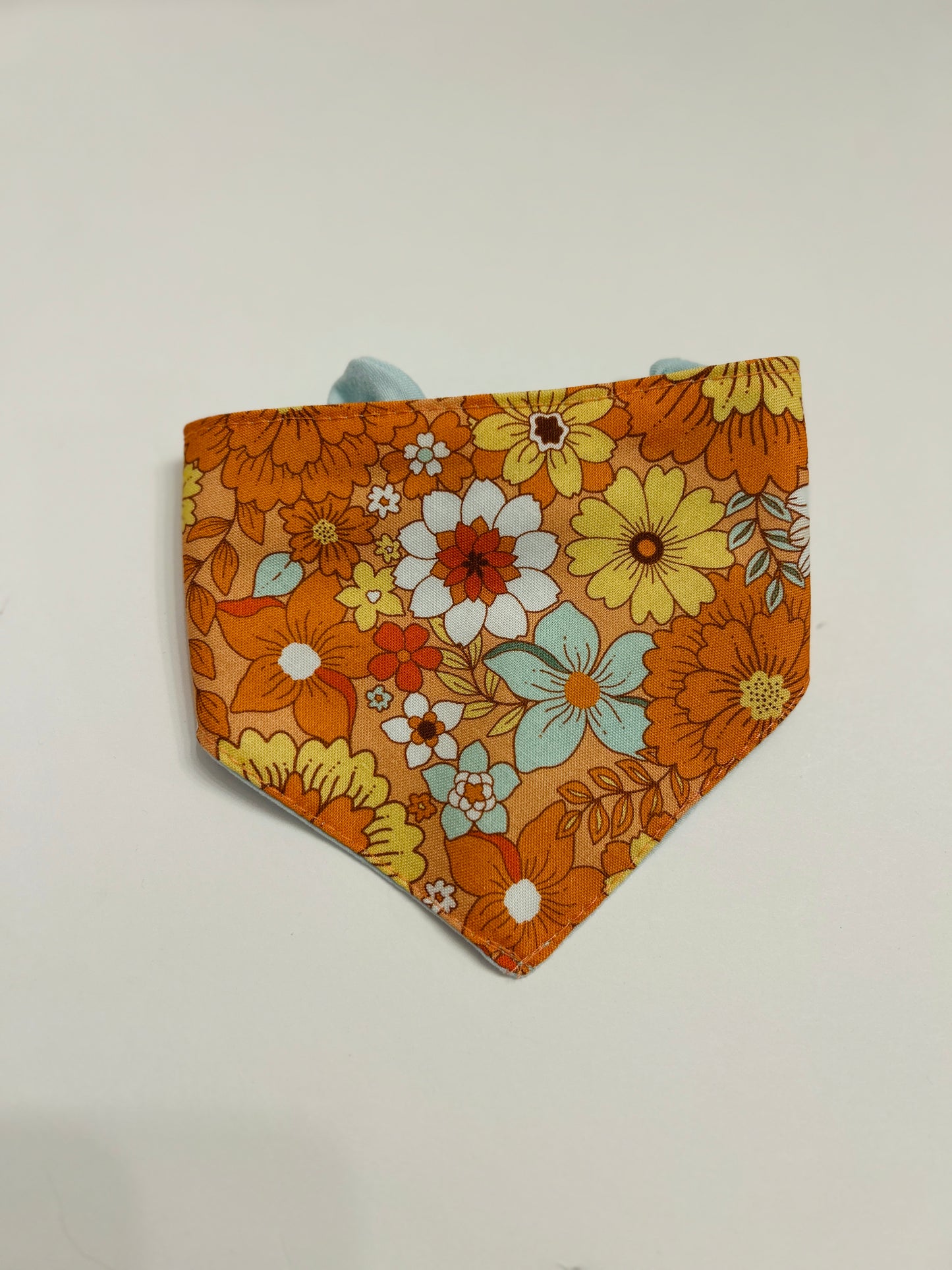 Retro Flower Power Dog Bandana | Reversible Fall Floral Daisy Slip-On Pet Accessory