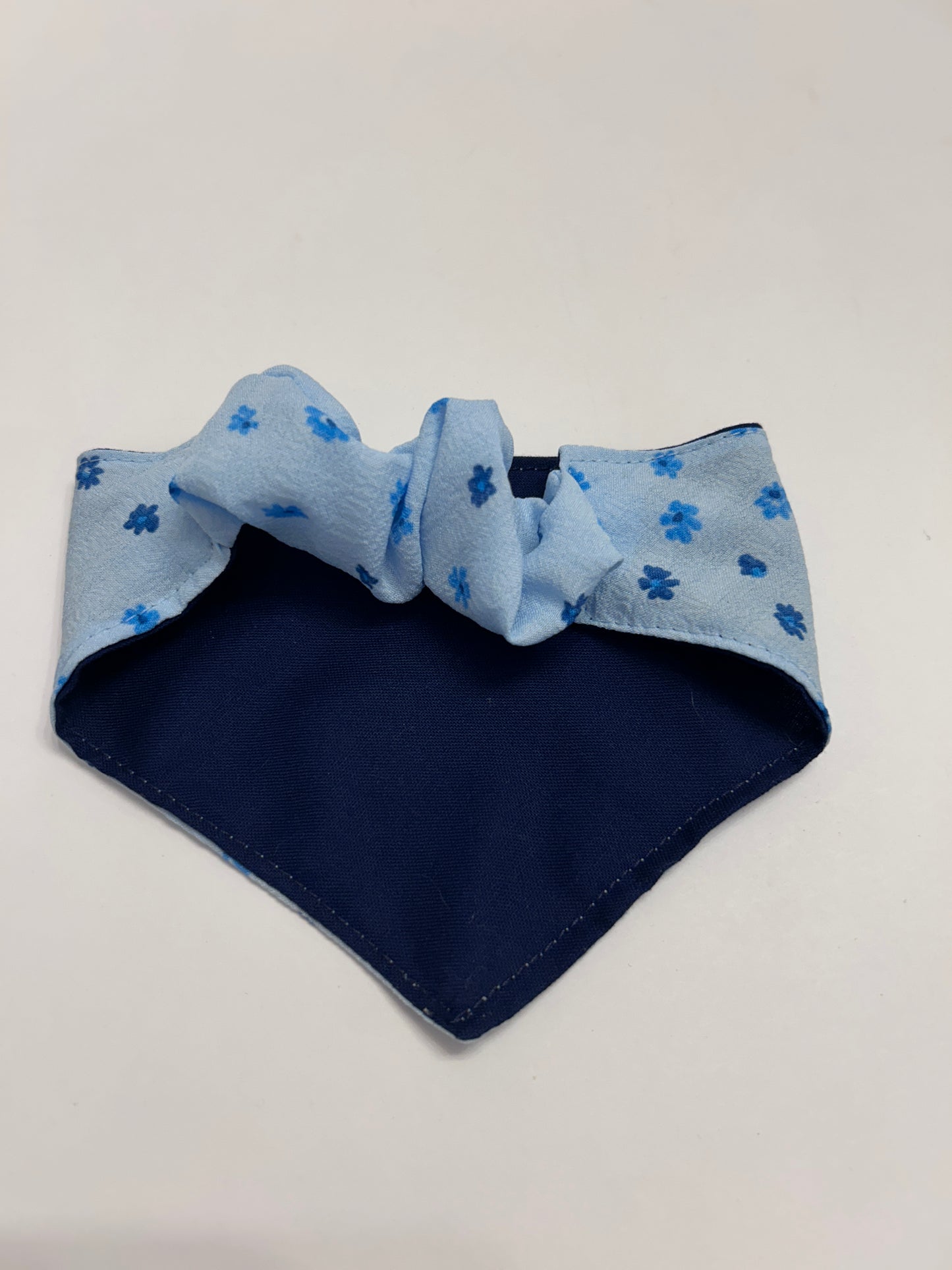 Blue with Small Flowers Dog Bandana – Adjustable, Soft & Stylish