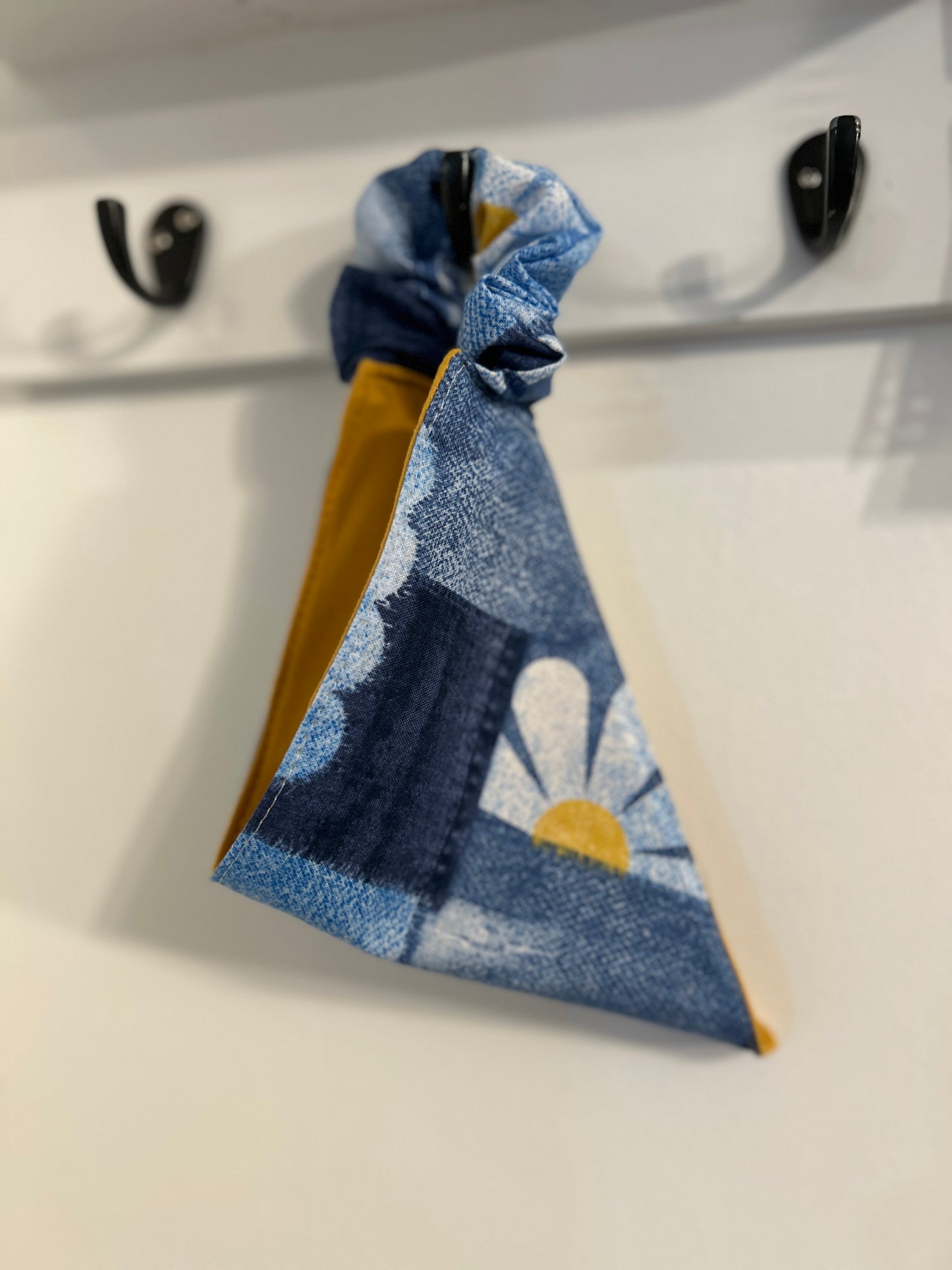 Patchwork Daisy & Denim Dog Scrunchy Bandana