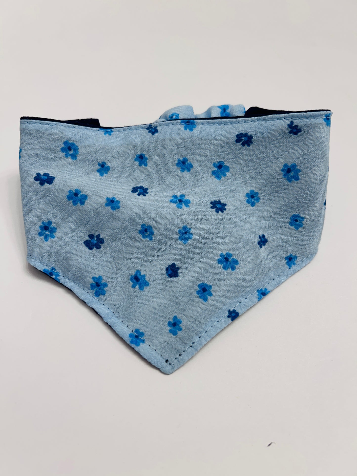 Blue with Small Flowers Dog Bandana – Adjustable, Soft & Stylish