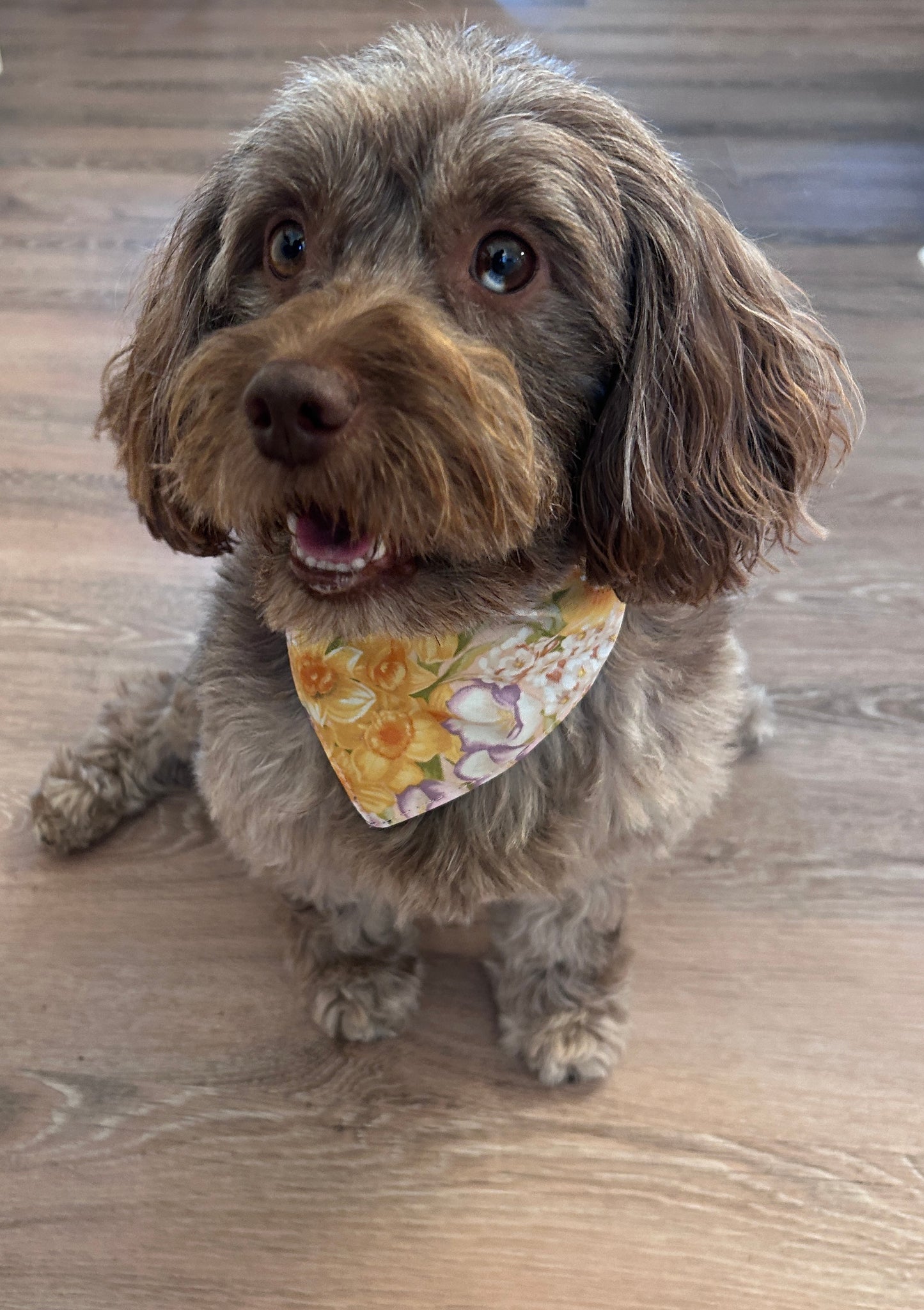 Soft floral scrunchy-style reversible bandana