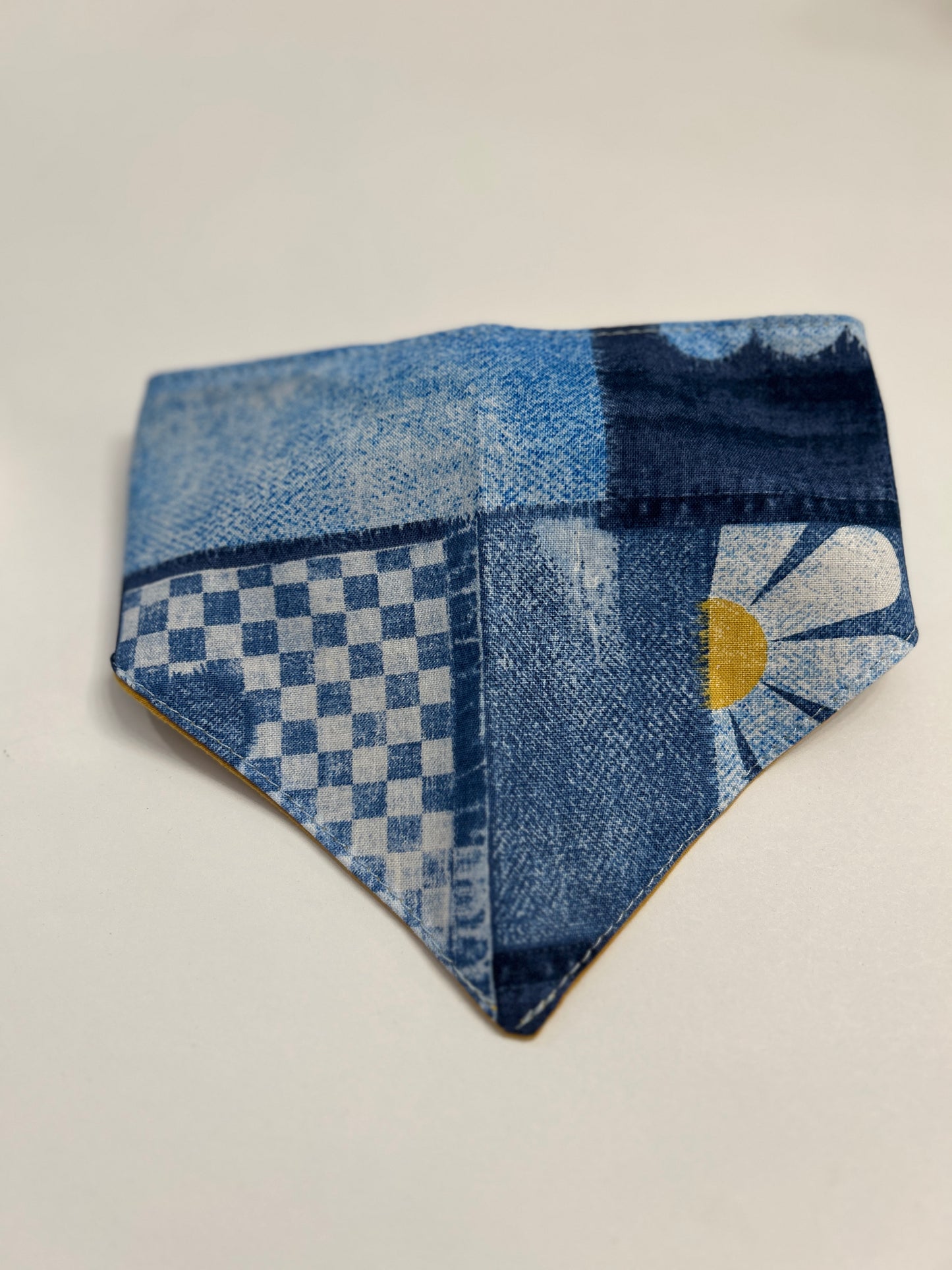 Patchwork Daisy & Denim Dog Scrunchy Bandana