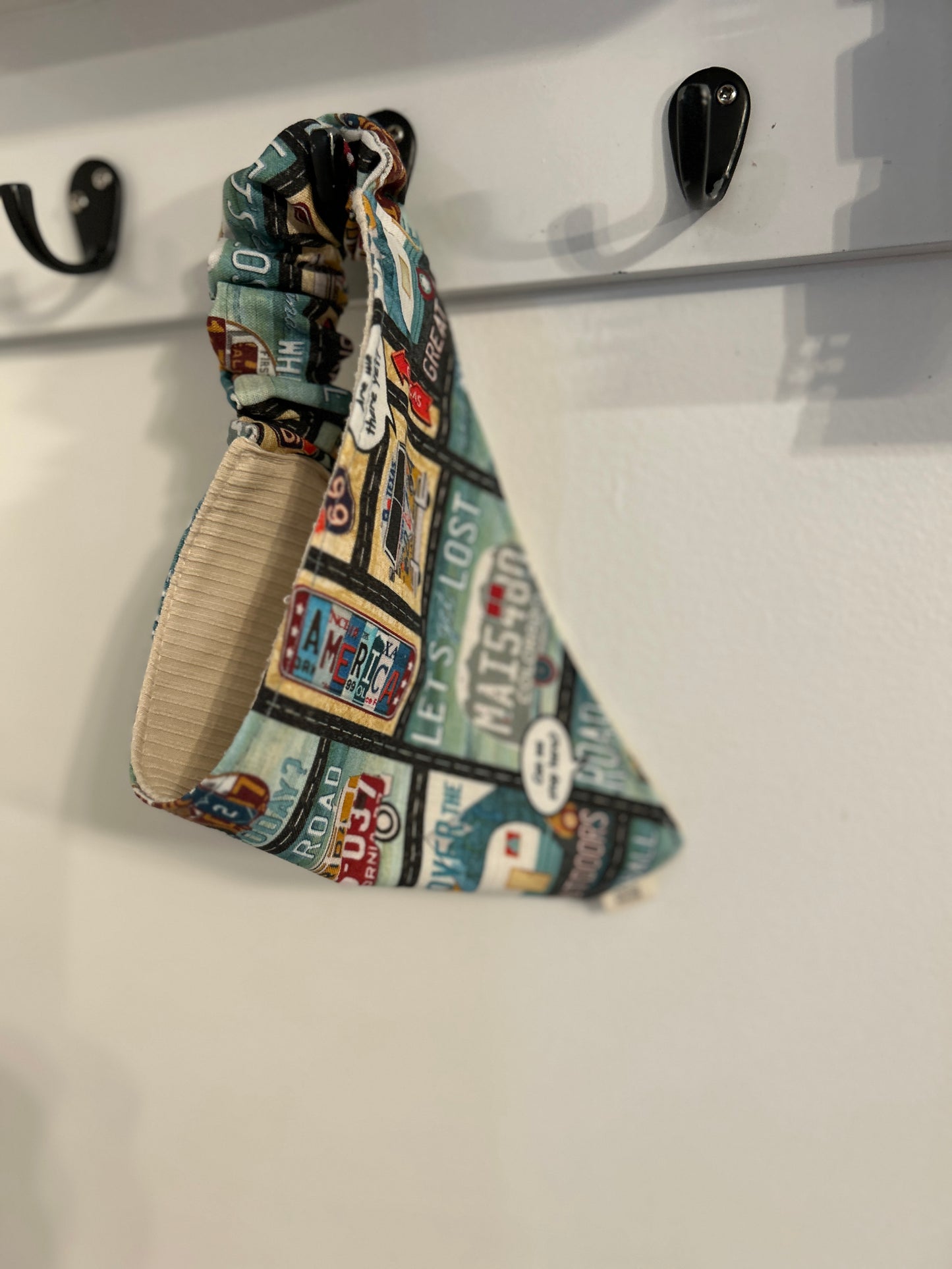 Hit the Road in Style with Our "Road Trip" Scrunchie Dog Bandana!