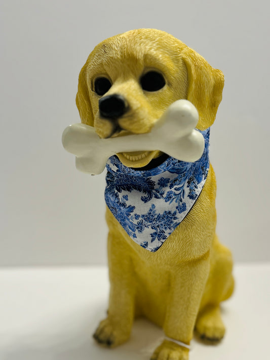 Classic Blue Toile Dog Bandana | Reversible Navy Floral Slip-On Pet Bandana French Country Accessory