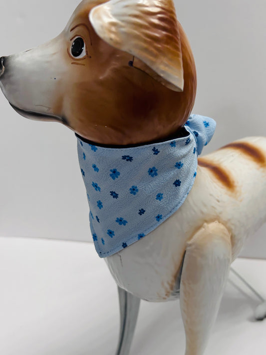 Blue with Small Flowers Dog Bandana – Adjustable, Soft & Stylish
