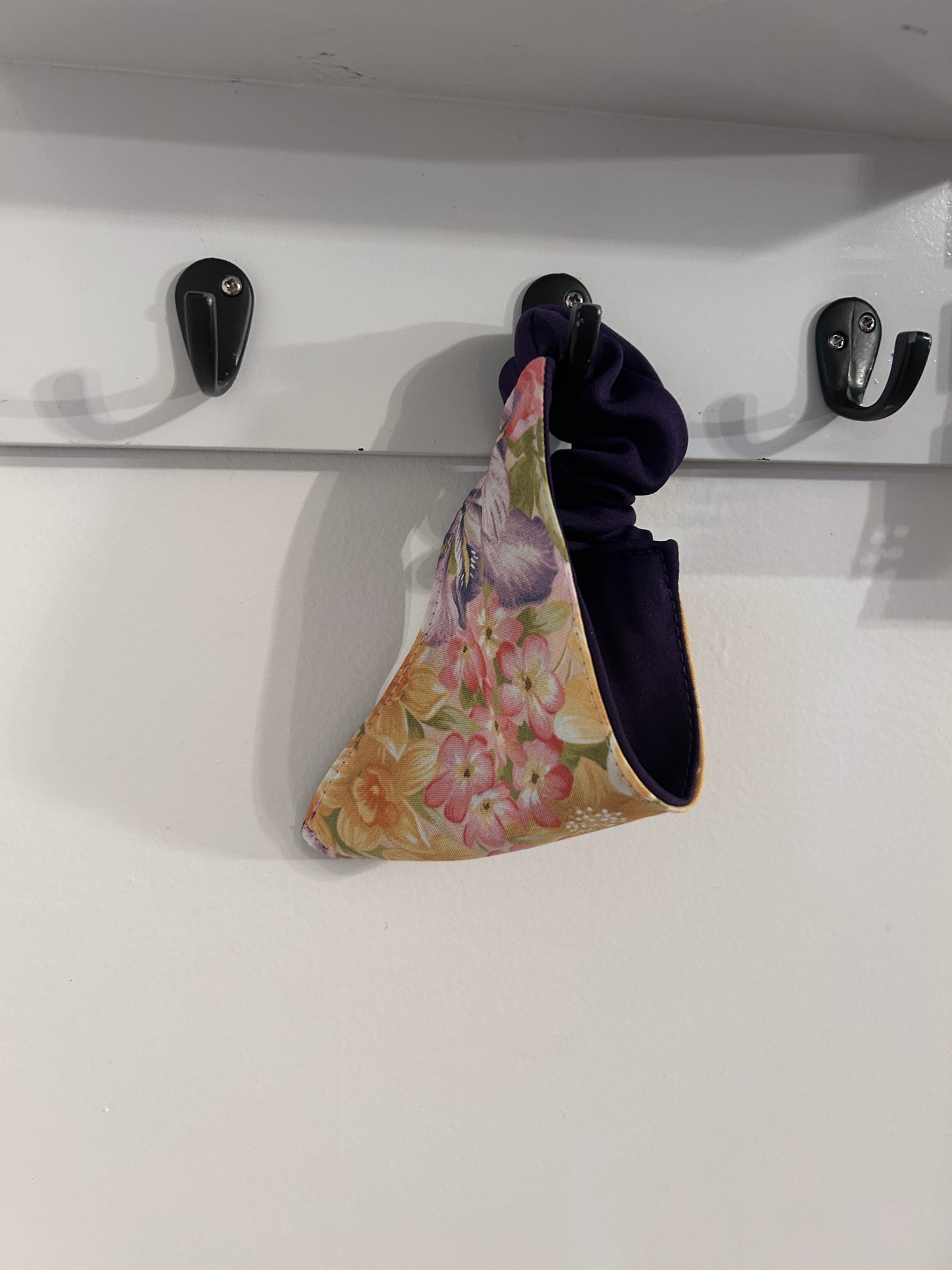 Soft floral scrunchy-style reversible bandana